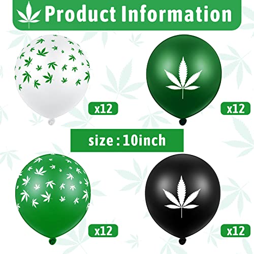 48 Pieces Weed Balloons Pot Leaf Balloons Weed Decor Leaf Print Balloons Themed Gifts for Hawaii Style Tropical Party Supplies Decorations