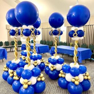 Decojoy 4 Set Balloon Stand Kit, 9 Feet Adjustable Balloon Arch for Floor, Ballon Column Tower with Weights Base and Pole, Metal Backdrop Stands for Parties, NO Need Helium Tank for Balloons