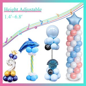 Decojoy 4 Set Balloon Stand Kit, 9 Feet Adjustable Balloon Arch for Floor, Ballon Column Tower with Weights Base and Pole, Metal Backdrop Stands for Parties, NO Need Helium Tank for Balloons