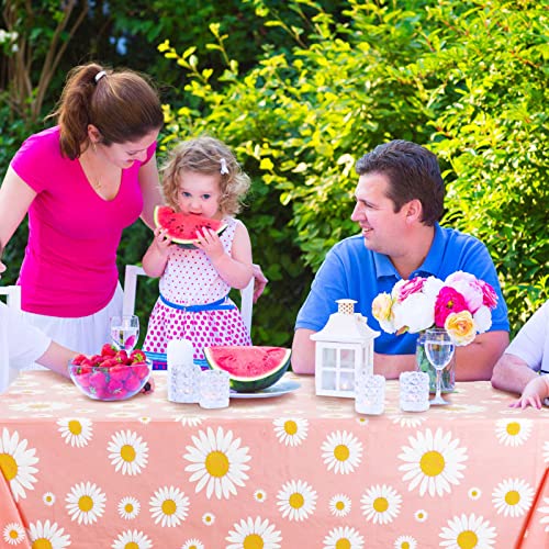 3 Pack Daisy Tablecloth Plastic Daisy Party Tablecloths Daisy Flower Table Covers Daisy Birthday Party Supplies Waterproof Square Rectangle Table Covers for Party, 86.61 x 51.18 Inch (Lovely Style)