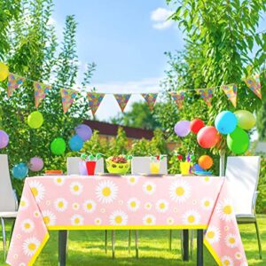 3 Pack Daisy Tablecloth Plastic Daisy Party Tablecloths Daisy Flower Table Covers Daisy Birthday Party Supplies Waterproof Square Rectangle Table Covers for Party, 86.61 x 51.18 Inch (Lovely Style)