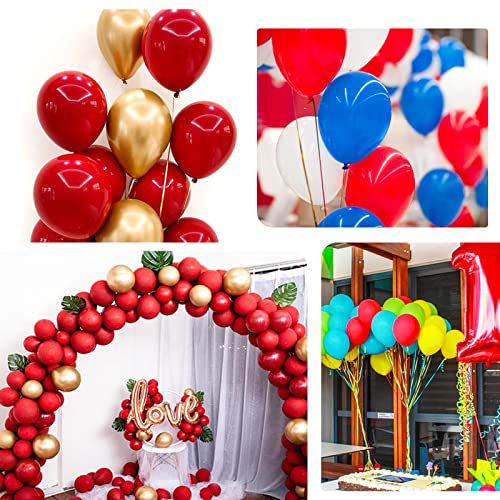 Red Gold Balloons 50 Pack, 12 inch Royal Red Latex Balloon, Metallic Gold balloons, Red Gold Mix Confetti balloon with 1 Ribbon for Christmas Valentines Day Party Decorations