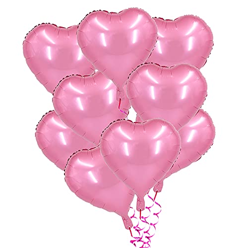 BEISHIDA 30 pcs18inch Pink Heart Shape Foil Mylar Balloons for birthday party decorations, Wedding decorations, engagement party, celebration, holiday, show, party activities.