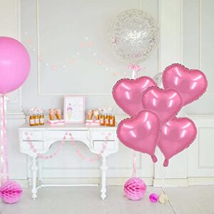 BEISHIDA 30 pcs18inch Pink Heart Shape Foil Mylar Balloons for birthday party decorations, Wedding decorations, engagement party, celebration, holiday, show, party activities.