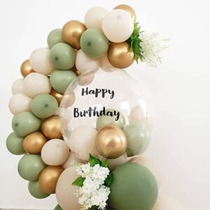 60PCS Sage Green Gold Nude Cream Balloon Greenery Baby Shower Balloon Bouquet for Woodland Baby Shower Rustic Eucalyptus Party Boho Wedding Bridal Shower Forest Safari Jungle Tropical Theme Party Decoration