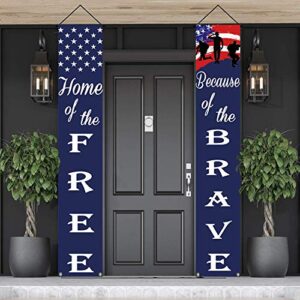 american flag patriotic soldier porch sign banners,patriotic decoration for memorial day-4th of july decor hanging,independence day veterans day labor day hanging banner for yard indoor outdoor