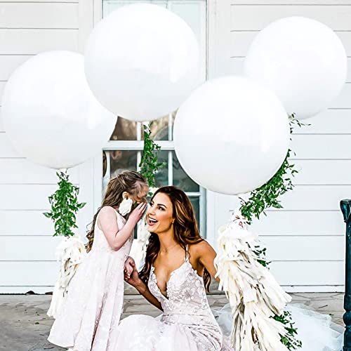 5pcs Large White Balloons Giant 36 Inch Big White Balloons Jumbo Latex White Balloon for Wedding Birthday Baby Shower Carnival Party New Year's Day Decorations