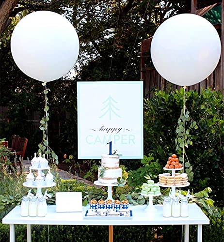 5pcs Large White Balloons Giant 36 Inch Big White Balloons Jumbo Latex White Balloon for Wedding Birthday Baby Shower Carnival Party New Year's Day Decorations
