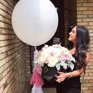 5pcs Large White Balloons Giant 36 Inch Big White Balloons Jumbo Latex White Balloon for Wedding Birthday Baby Shower Carnival Party New Year's Day Decorations