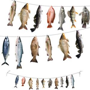 gone fishing string hanging banner for birthday welcome home vacation family reunion bass fishing competition freshwater pond outdoor salt water tournament retirement barbecue party decoration (1 line)
