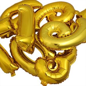 16" Gold 0-9 Number Balloons Foil Balloons Mylar Balloons for Party Decorations Party Supplies