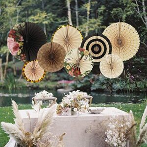 zilue Party Hanging Paper Fans Decoration Set for Wedding Birthday Party Mother's Day Round Events Accessories Set of 8