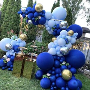 macaron blue balloons gold metallic balloons 144pcs premium latex balloon garland arch kit for birthday baby shower wedding engagement graduation or picnic.