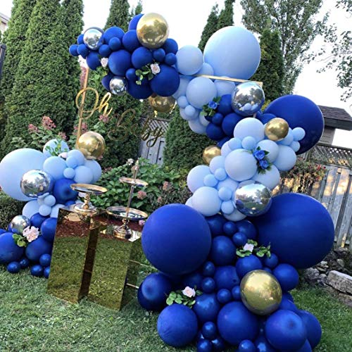 Macaron Blue Balloons Gold Metallic Balloons 144Pcs Premium Latex Balloon Garland Arch Kit for Birthday Baby Shower Wedding Engagement Graduation or Picnic.