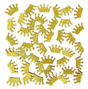 famoby 100pcs/pack gold glittery prince king crown confetti for baby shower party decorations