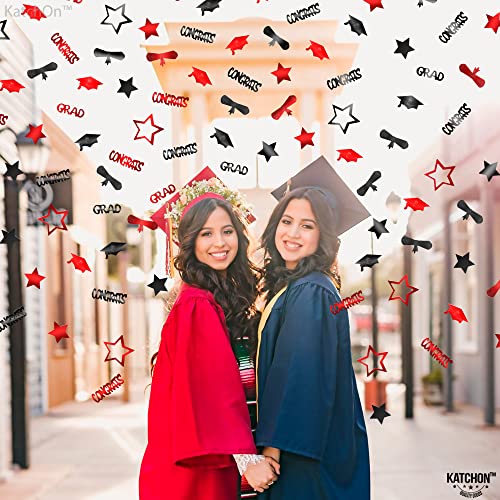 Graduation Confetti 2023 - Pack of 1300 | Grad Confetti 2023, Red and Black Graduation Decorations | Graduation Party Decorations 2023 Confetti Graduation | Graduation Centerpieces for Tables 2023