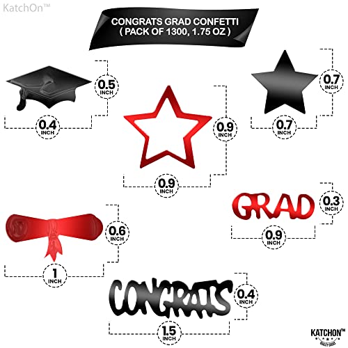 Graduation Confetti 2023 - Pack of 1300 | Grad Confetti 2023, Red and Black Graduation Decorations | Graduation Party Decorations 2023 Confetti Graduation | Graduation Centerpieces for Tables 2023