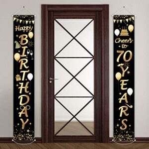 2 pieces 70th birthday party decorations cheers to 70 years banner 70th party decorations welcome porch sign for 70 years birthday supplies (70th birthday)