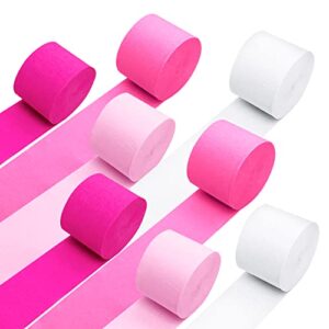 yssai pink party decorations pink crepe paper streamers 8 rolls 656 ft tassels streamer garland hanging backdrops decorations for birthday bachelorette engagement wedding baby shower party supplies