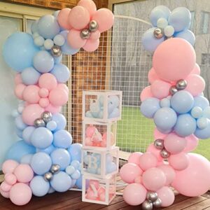 139pcs Gender Reveal Balloon Garland Arch Kit with Pink and Blue Balloons Silver Balloons for Boy or Girl Gender Reveal Decorations Birthday Party Baby Shower Celebration Wedding Anniversary