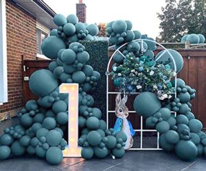 dusty blue balloon garland slate blue latex balloons different sizes dark teal pastel balloon arch kit for neutral baby shower wedding teddy bear birthday party decoration