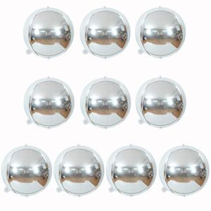 10 pcs silver orbz balloon, 10 inch foil mylar sphere balloon for birthday party ,wedding,valentine’s day, christmas,baby shower decoration supplies