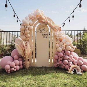 130Pcs Dusty Rose Pink Nude Mauve Brown Ivory White Boho Balloons Balloon Garland Kit, Baby Shower Balloons Girls, Teddy Bear Neutral Birthday Wedding Baby Shower Party Decorations for Girl