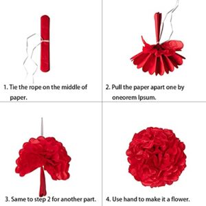 Jofan Valentines Day Decor Kit with 1 LOVE Banner, 1 Hearts Felt Garland, 6 Paper Fans, 6 Paper Flower Balls, 6 Hanging Swirls, 200 Rose Petals for Valentines Day Decorations Wedding Party Supplies