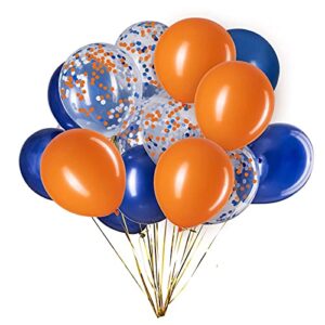 blue, confetti and orange balloons – pack of 50, great for weddings birthdays bridal shower decorations graduation party decorations supplies 3 style, 12 inch