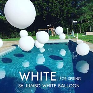 36 inch Giant Round White Balloons 5 PACK Thick extra large Jumbo Balloon for Wedding Birthday Baby Shower Anniversary Party Decorations