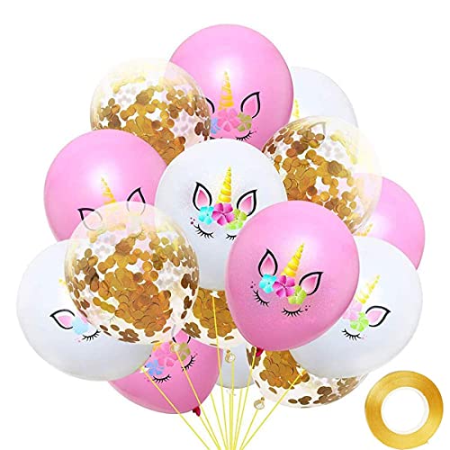 40 Pack Unicorn Latex Balloons For Arch Kit Column Garlands Banner Helium Confetti Balloons for Happy Birthday Party Wedding Celebrations Gold Rose Bulk Cute Party Decoration Supplies (12 Inch)