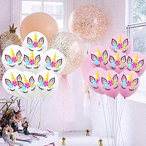 40 Pack Unicorn Latex Balloons For Arch Kit Column Garlands Banner Helium Confetti Balloons for Happy Birthday Party Wedding Celebrations Gold Rose Bulk Cute Party Decoration Supplies (12 Inch)