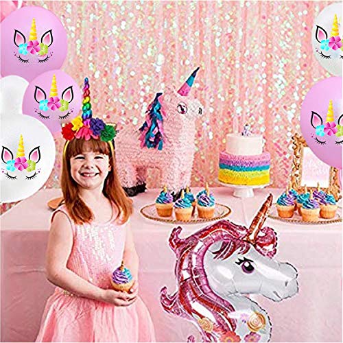 40 Pack Unicorn Latex Balloons For Arch Kit Column Garlands Banner Helium Confetti Balloons for Happy Birthday Party Wedding Celebrations Gold Rose Bulk Cute Party Decoration Supplies (12 Inch)