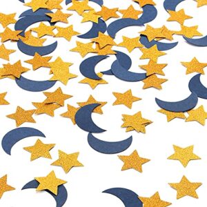 navy-blue moon gold star confetti – 300pcs glitter twinkle little star table confetti eid ramadan mubarak decoration birthday wedding baby shower party decor lasting surprise