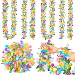 whaline 4pcs easter tinsel garland 26ft colorful tinsel twist with confetti spring hanging tinsel ornament decoration for holiday door tree mantel window outdoor party supplies