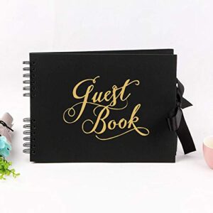 kijeta black polaroid guest book for wedding, funeral, baby shower, birthday, bridal shower, graduation party, 50th anniversary – 11.5” x 8.5”, 80 blank pages guestbook