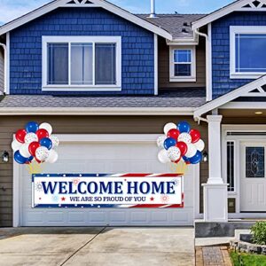 36 Pieces Welcome Home Banner Decoration Set, Large Fabric We Are So Proud of You Yard Sign with 35 Pieces Latex Balloons for Deployment Returning Party Supplies Military Army Homecoming (Star Style)