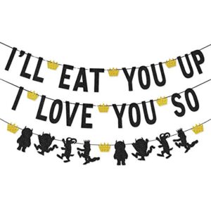 i’ll eat you up i love you so banner garland for where the wild things are birthday party wild one birthday photo prop decorations