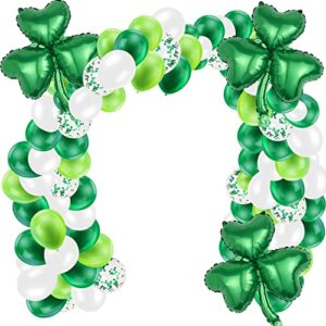 littleloverly 119pcs st. patrick’s day shamrock balloons arch garland kit – lucky irish shamrock clover foil balloon for irish festival party decoration