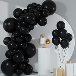 fepito black balloons garland kit 84 pcs matte black balloon different sizes pack 18 12 10 5 inch black party balloons for birthday anniversary bachelorette graduation black party decorations