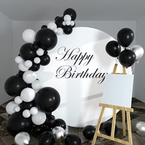 FEPITO Black Balloons Garland Kit 84 Pcs Matte Black Balloon Different Sizes Pack 18 12 10 5 Inch Black Party Balloons for Birthday Anniversary Bachelorette Graduation Black Party Decorations