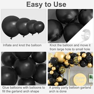 FEPITO Black Balloons Garland Kit 84 Pcs Matte Black Balloon Different Sizes Pack 18 12 10 5 Inch Black Party Balloons for Birthday Anniversary Bachelorette Graduation Black Party Decorations