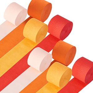 HDO Crepe Paper Streamers, 8 Rolls 656 Ft Party Streamers Kit, Pink Yellow Orange Red Streamer for Birthday Anniversary Baby Shower Bridal Shower Thanksgiving Party Decoration 1.8 Inch x 82 Ft/Roll