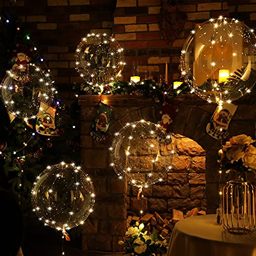 Light up Balloons, 7 Packs 20 Inch Bobo Balloons with 10ft Lights for Birthday Graduation Party Wedding Valentines Day Christmas Decoration (Warm White)