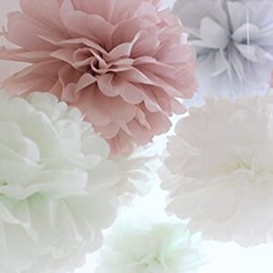 Set of 9 Dusty Rose Mauve Pink Tissue Pom Poms Paper Flowers Wall Backdrop Centerpieces for Wedding Nursery Baby Shower Hanging Decoration