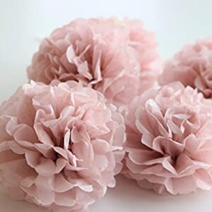 Set of 9 Dusty Rose Mauve Pink Tissue Pom Poms Paper Flowers Wall Backdrop Centerpieces for Wedding Nursery Baby Shower Hanging Decoration