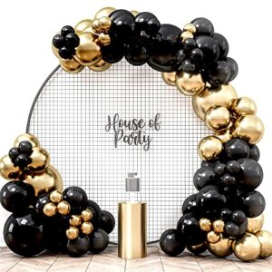 house of party black and gold balloons – metallic black and gold happy new year balloon garland kit for birthday & party decorations 2023