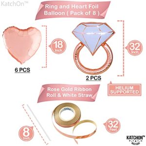 KatchOn, Rose Gold Bride To Be Balloons - 32 Inch Diamond Ring Balloon, Rose Gold Bride Balloons and Heart Balloons | Bachelorette Party Decorations | Bridal Shower Decorations | Bachelorette Balloons