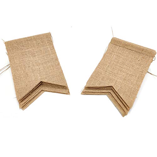 PARFAIR DESSIN 40 Pcs Stiffened Swallowtail Flag Bunting Burlap Banner PreStringed DIY Garland Decoration for Holidays Camping Halloween Christmas 40 Feet (Natural, Flag 1)