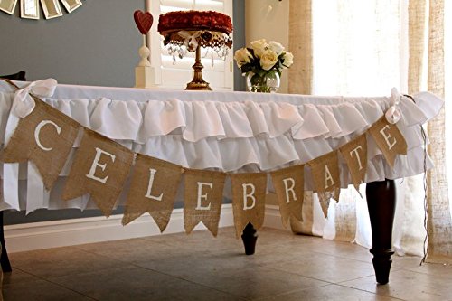 PARFAIR DESSIN 40 Pcs Stiffened Swallowtail Flag Bunting Burlap Banner PreStringed DIY Garland Decoration for Holidays Camping Halloween Christmas 40 Feet (Natural, Flag 1)